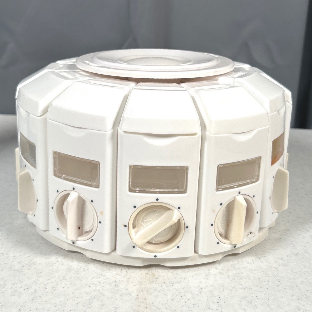 KitchenArt Select-A-Spice Auto-Measure Carousel Rotating Rack White 12-Canister